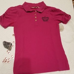 Juicy Couture Pink Ruched Sleeve Polo M
